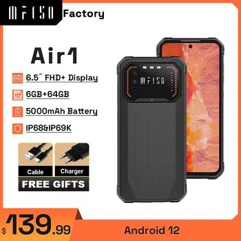 IIIF150 Air1 6,5 'FHD + Здрав телефон IP68 и IP69K 6 + GB 64 GB Восьмиядерный Мобилен телефон на 20-Мегапикселова Камера Android OS 12 5000 ма NFC Смартфон
