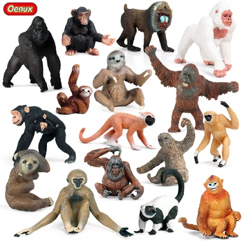Oenux дивите Гори на Сот Златна Курносая Маймуна Гиббон Шимпанзетата Фигурки на Животни Орангутан Модел на Животното PVC Образователна Детска Играчка
