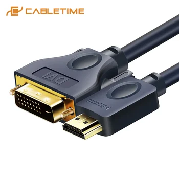CABLETIME HDMI-DVI Кабел 24 + 1 щифта Двухнаправленный Pro Високоскоростен HDMI на DVI Кабел Full HD 2.0 за Xbox Blu-ray плейър на HDTV C119