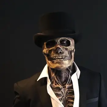 Най-новите Биохимични маска на Скелет за парти в чест на Хелоуин 2021, Подпори за Cosplay, Силикон пълна Торбичка на Главата с Шапка, ЖИЛИЩ...