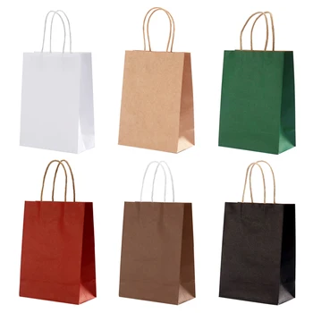 10 Бр Крафт-чанта Хартиени Подаръчни Торбички за Многократна употреба за Хранителни стоки Торбички за Опаковане на Продукти на Подаръци Сватбени Бизнес на Дребно Вечерни Чанти
