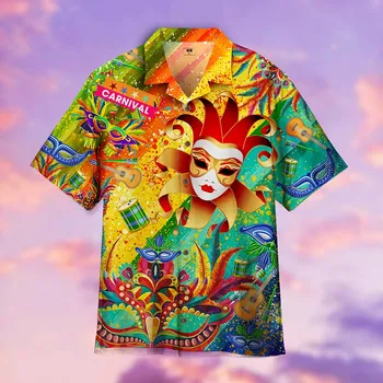 Нови Хавайски Мъжки Ризи Кралят Творчески Стил Е Колоритен Топ Готина Живопис Летни Ризи За Партита Върховете На Почивка