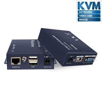 1080 P 60 Hz USB VGA KVM Разклонител За Cat5e/6 Ethernet Кабел До 100 м/200 м/300 М VGA USB Предавател Поддържа USB клавиатура мишка