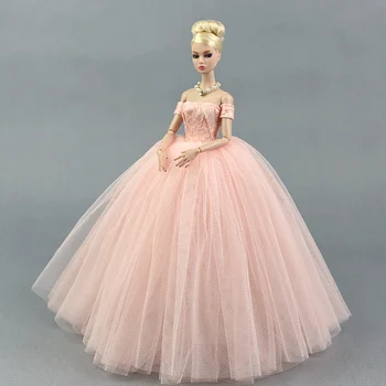 NK 1 Комплект Розова Сватбена рокля на Принцеса + Покривало За Кукли Барби Дрехи Модерни Съоръжения Рокля Дантелено Рокля За 1/6 Кукли Аксесоари