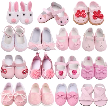 18 Инча Американската Кукла Обувки За Момичета Розова Рокля на Принцеса Обувки За бебета Играчки Аксесоари, Подходящи 40-43 См Момче Кукли Подарък s15