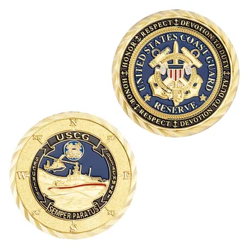 Сувенири и подаръци от Бреговата охрана Монета на САЩ Semper Paratus USCG Core Values Challenge Монети Ветеран Златна Възпоменателна монета