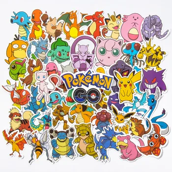 50/100 бр Pokemon Pokémon Go Етикети Q Версия Сладък Кавайи Карикатура Водоустойчив Лаптоп Куфар с Етикети за Деца, Подарък Kawaii