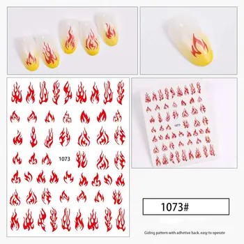 Огненият стикер, с блясък за нокти, аксесоари за дизайн на ноктите, бели, червени, сини на цвят, самозалепващи 3D стикери за маникюр YJ026