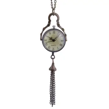 6035Trend ретро бронзови джобни часовници творчески джобен часовник във формата на топка с веригата мъжки и женски аксесоари