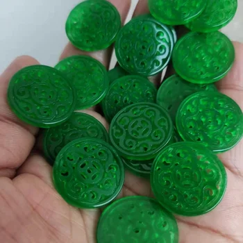 20 мм Emerald Мьянманский Jadeite Выдалбливают Диск Нефриты Топчета За Бижута направи си Сам Колие Обици Гривна Окачване Сам Аксесоари