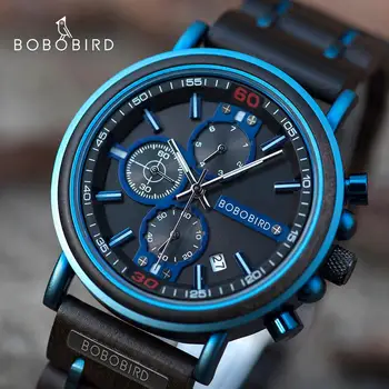 reloj hombre BOBO BIRD Нови Дървени Часовници за Мъже Най-добрата Марка на Луксозни Хронограф Военни Кварцови Часовници за Мъже Дропшиппинг Индивидуални