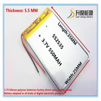 (безплатна доставка) (1 бр./лот) Полимерна литиево-йонна батерия 3,7 В, 550 mah 552535 CE FCC ROHS информационния лист за безопасност сертифициране на качеството