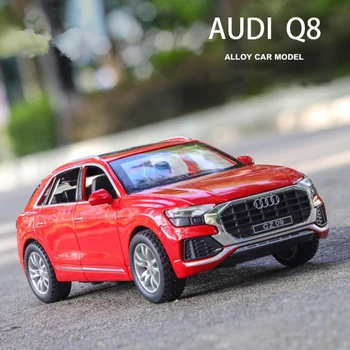 1:32 Audi Q8 висока имитация със звук и светлина, откидывающаяся играчка модел на колата от сплав, детски играчки, подаръци, безплатна доставка