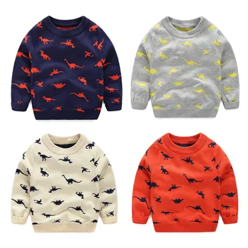 Нов Пуловер За момчета от 3 до 8 години, Ежедневни Връхни Дрехи, Детски Есенно-зимни Дрехи с Кръгло Деколте, Пуловер За момчета, Пуловери с Динозавром