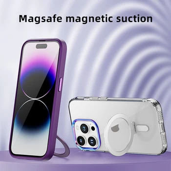 Луксозен калъф Телефон HD Прозрачен Калъф За Телефон iPhone 14 13 12 11 Pro Max Магнитна Безжична Зареждане на Акрилна Алуминиева Магнитна Капачка
