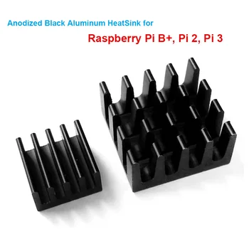 5 Комплекта/10 бр. Raspberry Pi B + Pi 2 Pi 3 Черен Анодизиран Алуминиев Радиатор и Радиатор за Процесор охладител за ram, локално охлаждане (2 радиатора/комплект)