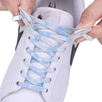 8 Цвята Тенденция на тай-дай Colorway връзките на Обувките Без Вратовръзка, Ластични Шнурове За Маратонки За Отдих На открито Плосък Ремък За Деца И Възрастни Бързи Връзки