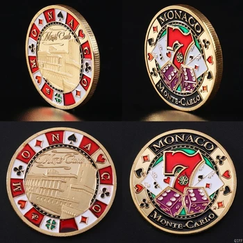 Казино На Монако Чипове Късмет Възпоменателна Монета Позлатен Сувенир, Художествена Колекция