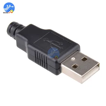 10 бр Штекерный USB конектор Тип A 4-Пинов Конектор с черен Пластмасов капак-Адаптер