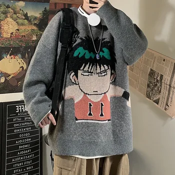 Карикатура Япония Аниме Пуловер, Мъжки Зимни Мъжки Дрехи Мода С Дълъг Ръкав Вязаный Пуловер Пуловер