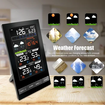 Digital alarm clock метеорологичната станция LED Прогноза за Температура и Влажност на въздуха Таблица Повторение Вътрешен Външен Сензор