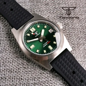 Tandorio Green/Black/Blue Sunburst Циферблат PT5000 NH35A 38 мм Автоматични Мъжки часовник 200 м Матиран Корпус Сапфирен Кристал Гофрети каишка
