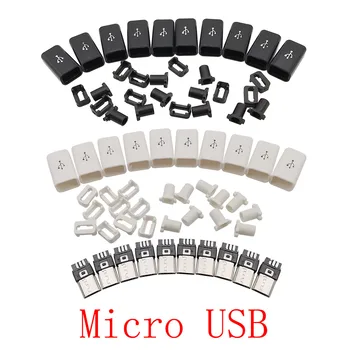 10ШТ Micro USB 5-Пинов Конектор за Заваряване Тип Штекерные Съединители 4 в 1 Бял Черен направи си САМ-Кабел За Пренос на Данни Интерфейс Аксесоари Зарядното Гнездо