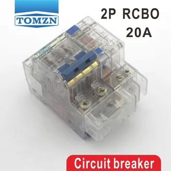 Прозрачен автоматичен прекъсвач остатъчен ток DZ47LE 2P 20A 230V ~ 50 Hz / 60 Hz със защита от претоварване работен ток и изтичане на RCBO