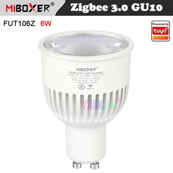 Miboxer GU10 RGB + CCT Led лампа FUT106Z 6 W Прожекторная лампа с регулируема яркост на Zigbee 3,0 дистанционно управление Smart APP AC 100-240 v 50 / 60hz