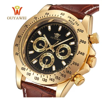 2019 OUYAWEI Мъжки Механични Механични часовници на Най-добрата Марка на Луксозни ръчни часовници за мъже dr. 22 мм кожени часовници с виртуален скелет мъжки