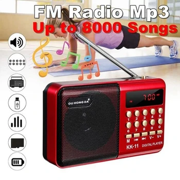 K11 Fm Акумулаторна Мини Преносим Мини-Радио Ръчен Цифров Fm Usb Tf Mp3 Плейър, Преносим Високоговорител И Fm Радио
