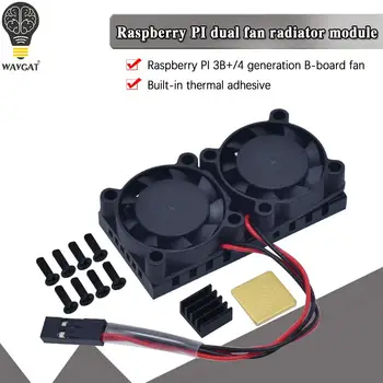 Raspberry Pi 4 Модел B, 3Б + Двоен вентилатор с радиатор комплект Pi 4B, Комплект охлаждащ вентилатор с лента за Raspberry Pi 4B / 3 B +
