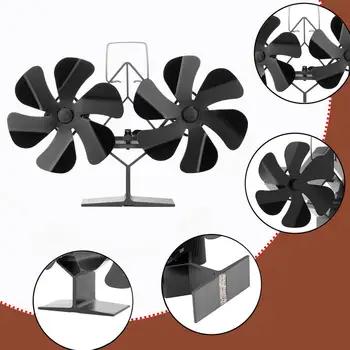 12 Остриета Стенен вентилатор за печки с топлинна захранването Двухголовочный вентилатор за камина Ecofan Ефективно разпределение на топлината с помощта на скоби