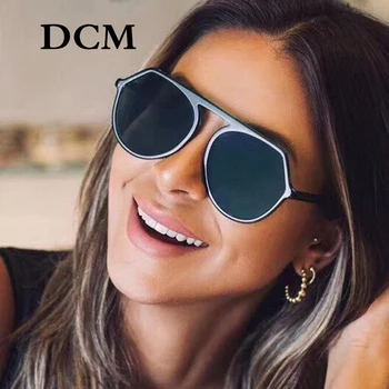 DCM Кръгли Големи Слънчеви Очила Дамски Овални Дамски/Мъжки Vintage Слънчеви Очила за Дами Луксозни Oculos Gafas De Sol