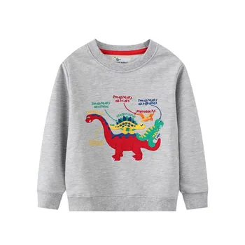 Прескачане на препятствия Meters/ Бебешки блузи с Бродерия на Динозаврите, есенни и зимни Блузи За момчета и Момичета, Ризи за Деца с дълъг ръкав
