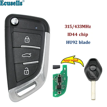 Шарнирен промяна дистанционно ключ за BMW 1/3/5/7 серията X3 X5, Z3 Z4 система EWS 315 Mhz/433 Mhz HU92 с ID44 или без чип