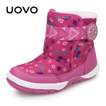 От 4 до 13 години, марката Uovo, 2020 г., Зимни обувки за малките момчета и момичета, Новите детски Зимни обувки, Обувки на Принцесата за по-големите деца, топли плюшени модни Обувки