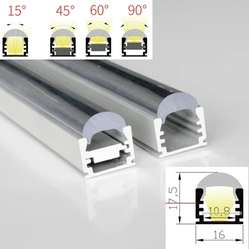 12 метра (12 бр.) много, 1 м за бройка анодизиран алуминиев профил за led гъвкави ленти от светлина, с обектив 15, 24, 60, 90 градуса