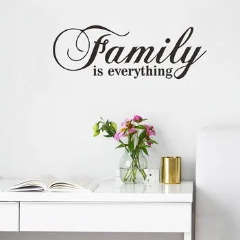 Семейството - това е всичко, стикери за стена, спалня, Хол, фон, декор, изкуство, английски слоган, тапети, стикери за декорация на дома